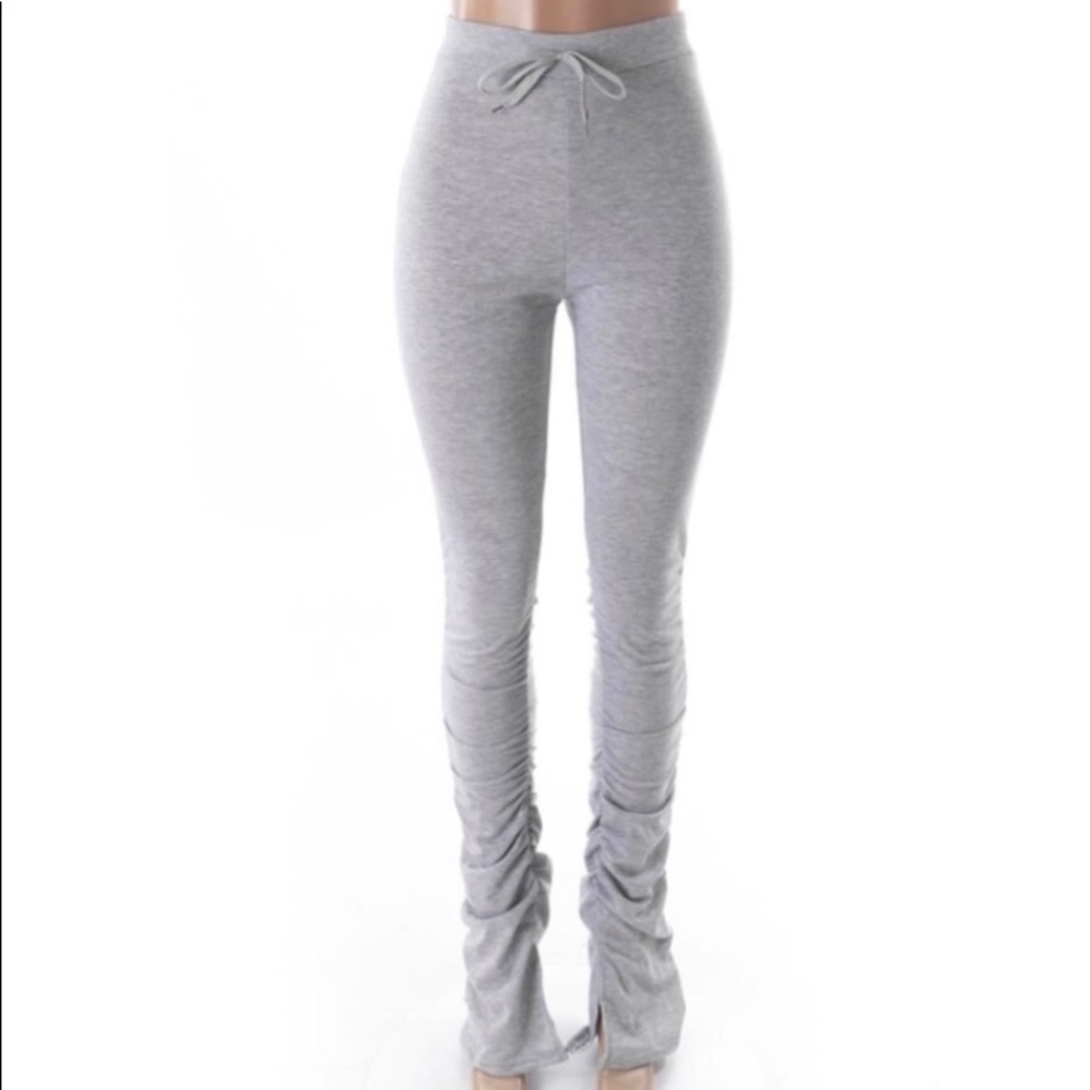 Grey stacked pants